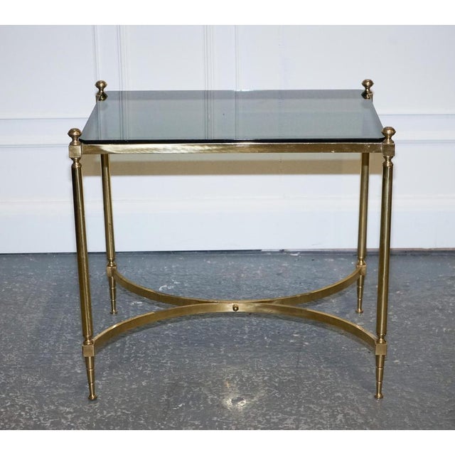 Hollywood Regency Hollywood Regency French Brass & Smoked Glass Coffee Table, 1960s For Sale - Image 3 of 17
