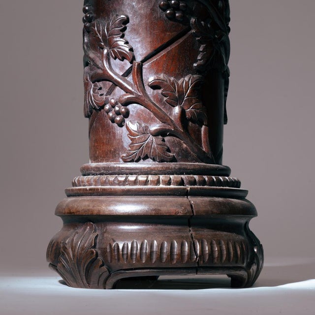 Wooden Pedestals Column with Hand-Carved Grapevine Motif, France, 1950s, Set of 2 For Sale - Image 4 of 14