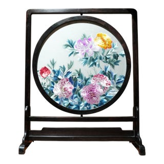 Handmade Suzhou Double-Sided Silk Embroidery “Blooming Prosperity” Display For Sale