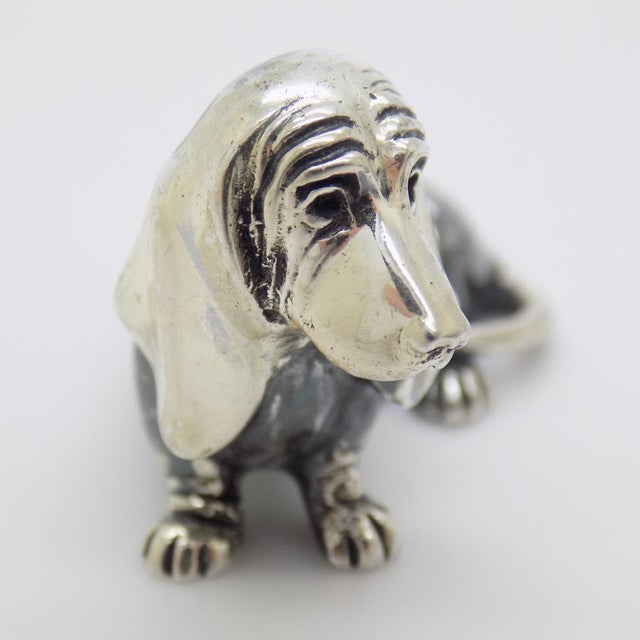 Vintage Italian Genuine Silver Dachshund Figurine by Saturno, 1980s For Sale - Image 4 of 12