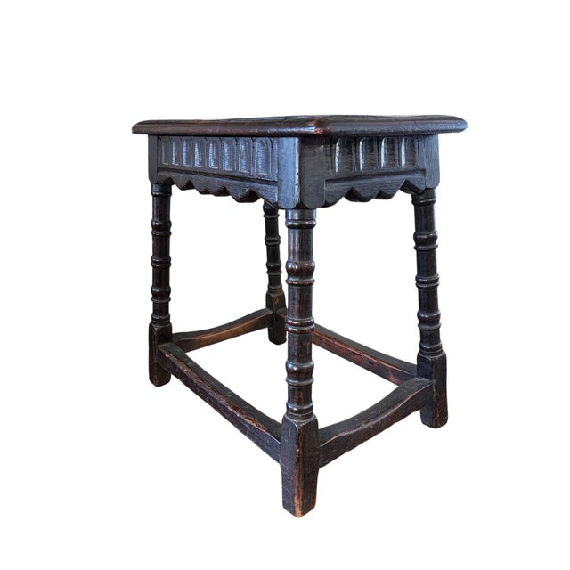 Wood Antique 19th Century English Oak Joint Stool 19" H For Sale - Image 7 of 9
