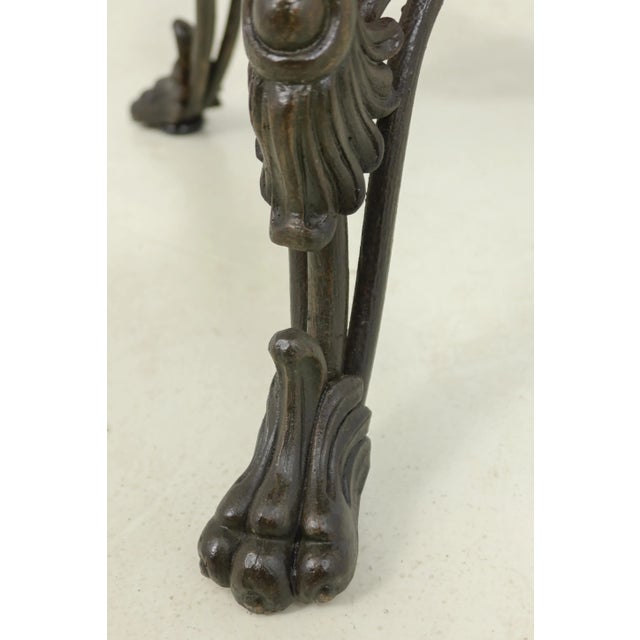Clawfoot Iron Base Occasional Table W. Leather Top For Sale - Image 4 of 9