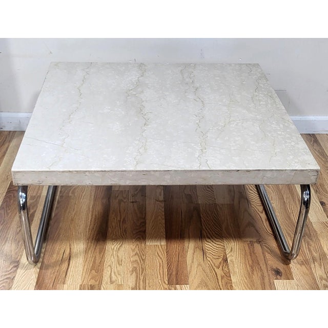 Pair Vintage Mid-Century Modern Chrome & Marble Coffee Tables by Michael McCarthy for Cassina For Sale In New York - Image 6 of 17