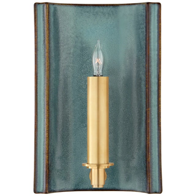 Christopher Spitzmiller for Visual Comfort Signature Leeds Small Rectangle Sconce in Oslo Blue For Sale
