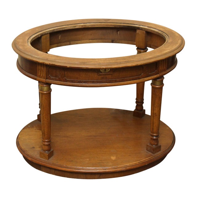 Brown Mid 20th Century Oval Side Table With Marble Top For Sale - Image 8 of 10