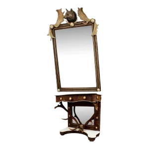 Antique Antler Mirror With Console Table, Austria, Ca. 1860