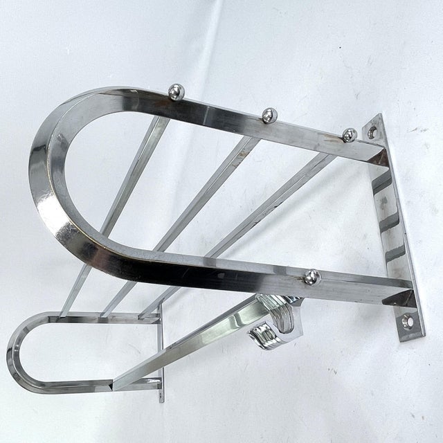 Art Deco wardrobe chrome - 1940s This beautiful French wall coat rack from the 1940s is in the streamline modern Art Deco...