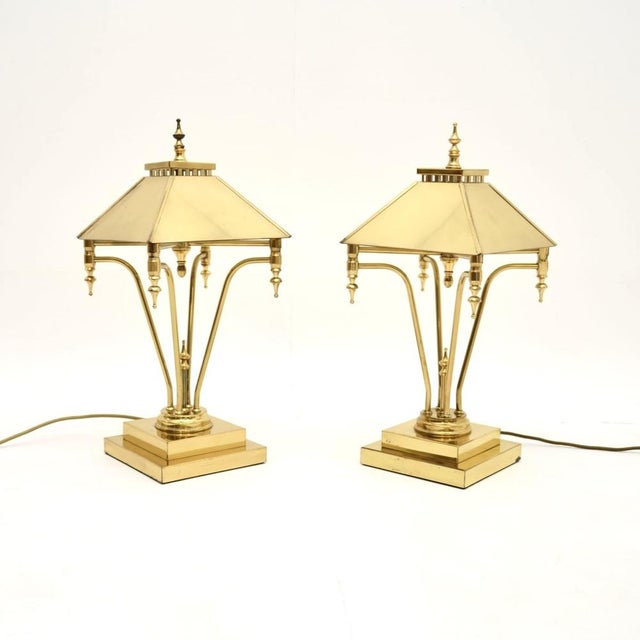Mid-Century Modern Vintage Brass Table Lamps, 1970s, Set of 2 For Sale - Image 3 of 10