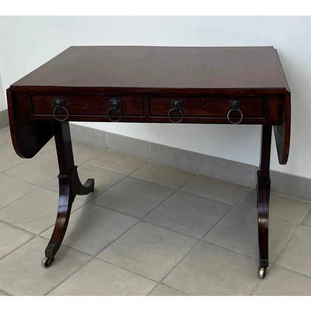 Brown Antique Early 19th Century English Regency Sofa Table in the Egyptian Taste For Sale - Image 8 of 13