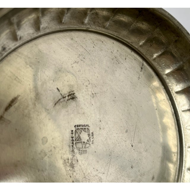 Vintage Handcrafted Portuguese Embossed Pewter Pitcher For Sale - Image 12 of 13