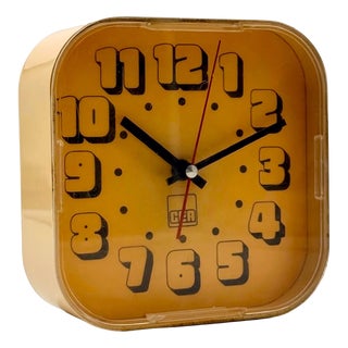Space Age Amber Yellow Wall Clock from Cea, 1970s For Sale