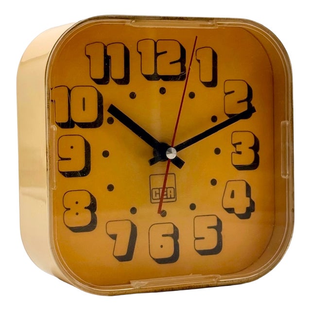 Space Age Amber Yellow Wall Clock from Cea, 1970s For Sale