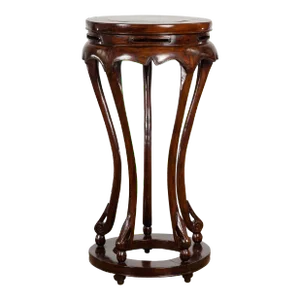 Chinese Late Qing Dynasty Plant Stand with Carved Apron and Curving Legs