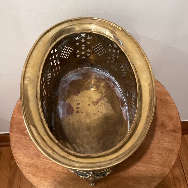 Vintage Brass Flared Rim Pierced Planter For Sale - Image 10 of 12