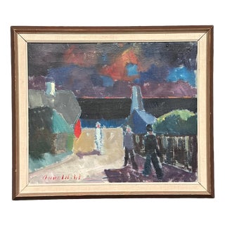 Arnold W. Pedersen, Promenad, 1960s, Oil Painting on Canvas, Framed For Sale