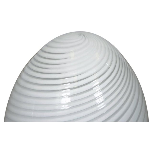 Murano Murano Glass Egg Lamps, Pair of Large White Swirl Opaline Lamps For Sale - Image 4 of 10