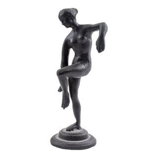 Grand Tour Style Nude Woman Cast Iron Sculpture For Sale