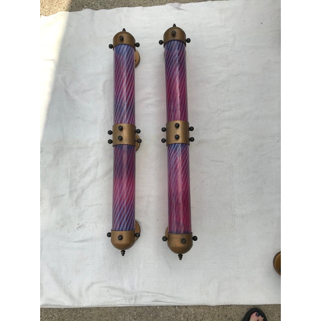 1960s Art Deco Hand Blown Glass Sconces - a Pair For Sale - Image 5 of 12