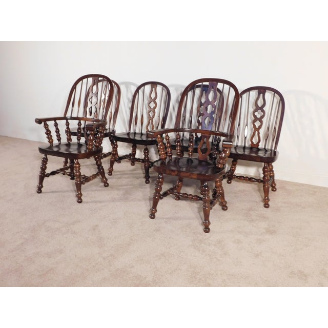 Ethan Allen Tavern Collection Dark Pine Windsor Dining Chairs Set Of 6 Chairish