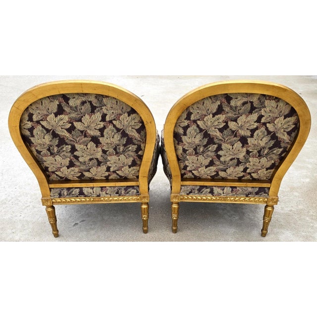 1980s Dm D & D Building Nyc French Louis XVI Style Giltwood Oversized Bergère Armchairs For Sale - Image 5 of 15