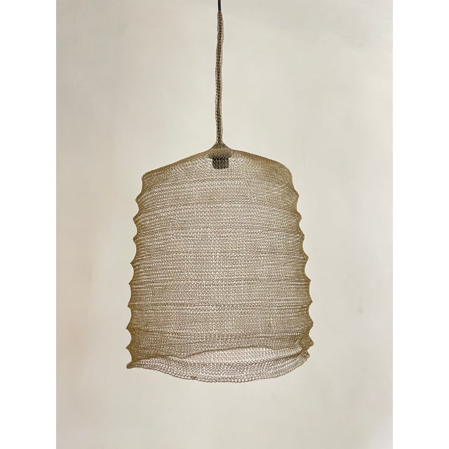21st Century Handcrafted Knitted Lamp Wavy Bell in Gold Color, D35cm For Sale - Image 12 of 12