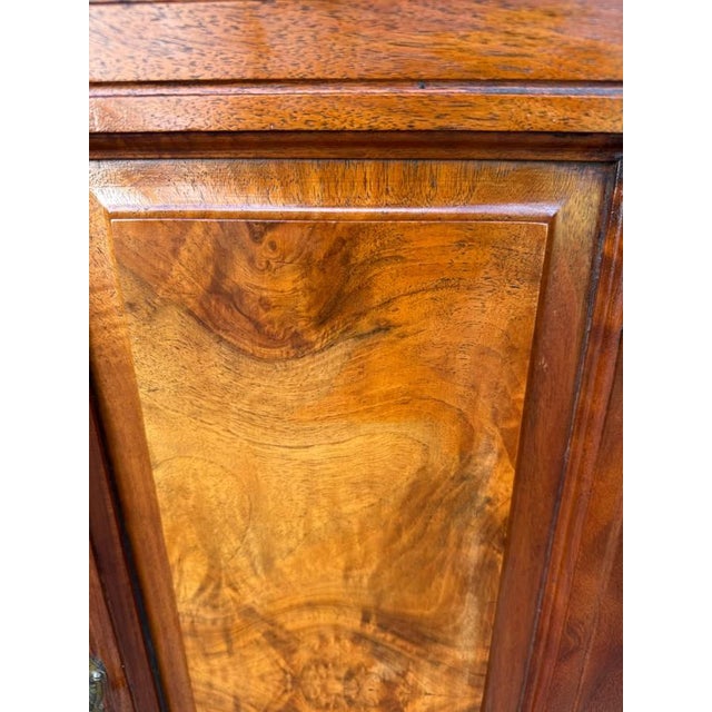 Antique Victorian Style Walnut Burled Wood Narrow Bedside Cabinet For Sale In Washington DC - Image 6 of 14