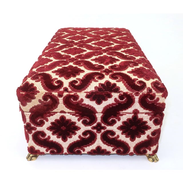 1960s Vintage Italian Leather & Ruby Red Cut Velvet Jewelry Box For Sale - Image 5 of 15