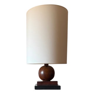 Vintage French Art Deco Wood Table Lamp, 1930s For Sale