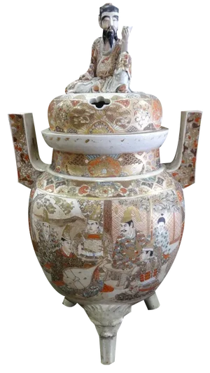 Huge Japanese Satsuma Koro & Cover c.1880