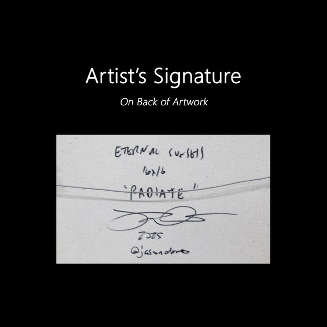 Eternal Sunsets Mini: Radiate - Meditative Abstract Geometric Painting on Canvas Original Artwork by Jason DeMeo For Sale - Image 9 of 9