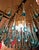 Vintage Gold Rain Chandelier with Handmade Murano Glass Blue Drop, Italy, 1960 For Sale - Image 12 of 13