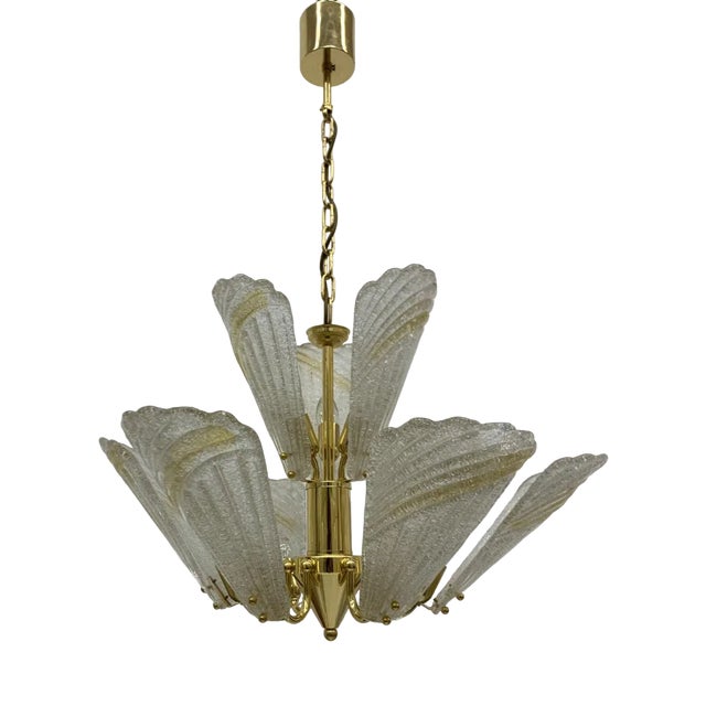 Large Hollywood Regency Italian Murano Glass Chandelier, 1970s For Sale