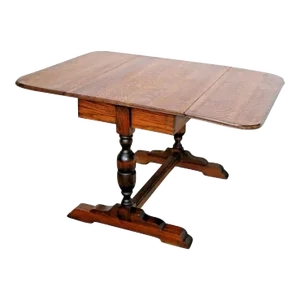 19th Century Antique English Solid Tiger Oak Drop Side Leaf Pub Table Kitchen Game Seats Six