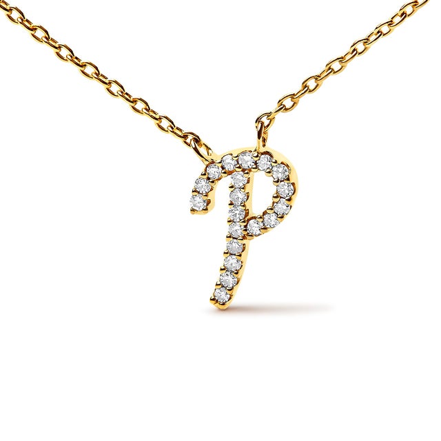 Embrace the elegance of personalization with this stunning 10K Yellow gold pendant, delicately crafted into a flowing...
