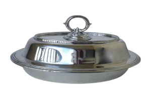 Vintage C.1900's=1910's Barbour Silver Co. Silver-Plate Lidded Covered Serving Platter With an Engraved Letter "P"