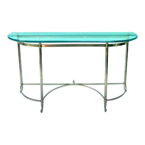 1960s Brass & Glass Demi Lune Console Table – Hollywood Regency