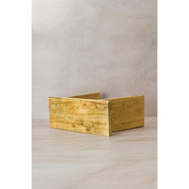 Vintage Rustic Square Elm Wood Stool For Sale - Image 6 of 7