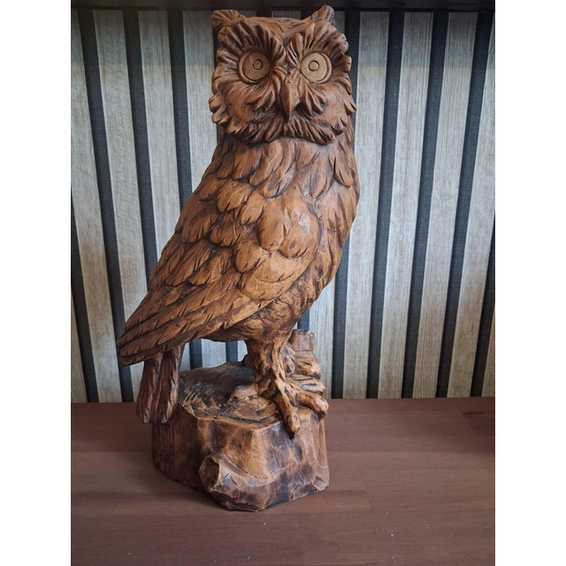 Vintage Hand-Carved Wood Owl For Sale - Image 12 of 12
