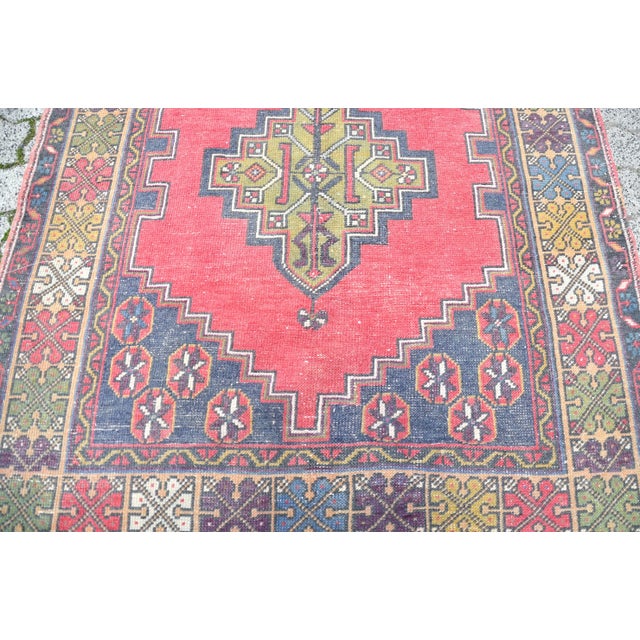 Red 1960s Vintage Turkish Tribal Rug For Sale - Image 8 of 11