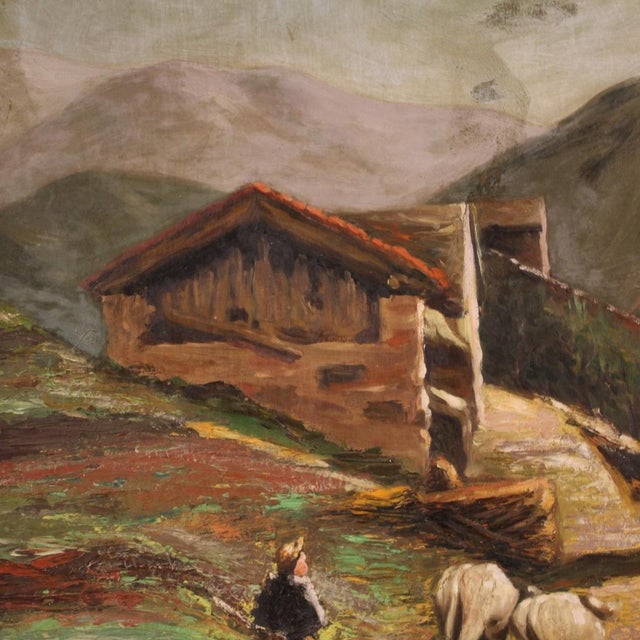 Italian Artist, Landscape with Shepherd, 1950s, Oil Painting on Panel, Framed For Sale - Image 14 of 16