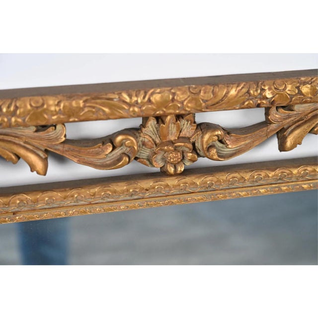 Gold Vintage Italian Baroque Style Large Rectangular Wall Mirror For Sale - Image 8 of 10