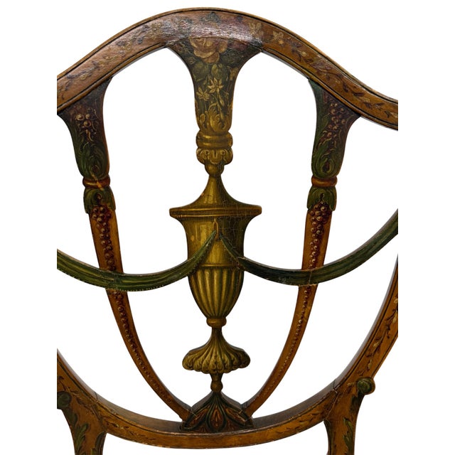 Pair of Antique 19th Century English Federal Hepplewhite Caned Side Chairs For Sale - Image 12 of 14