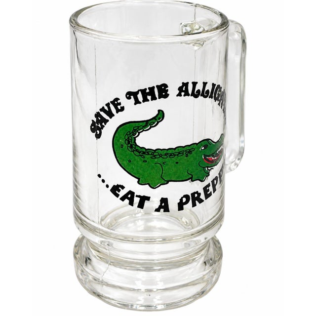 Vintage "Save the Alligator Eat a Preppy" Glass Stein For Sale In Washington DC - Image 6 of 9