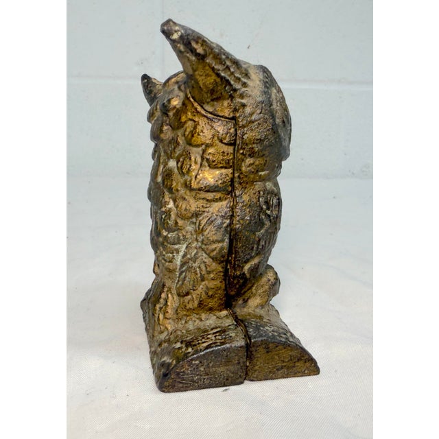 Metal Rare Antique Early 1900's Cast Iron Owl Animal Still Coin Bank by a.c. Williams For Sale - Image 7 of 10