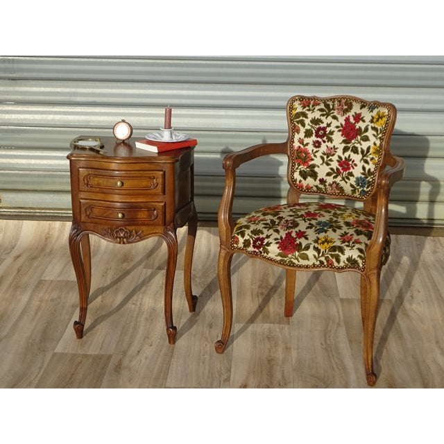 Louis XV Convertible Armchair with Brocade Fabric, 1950s For Sale - Image 9 of 18