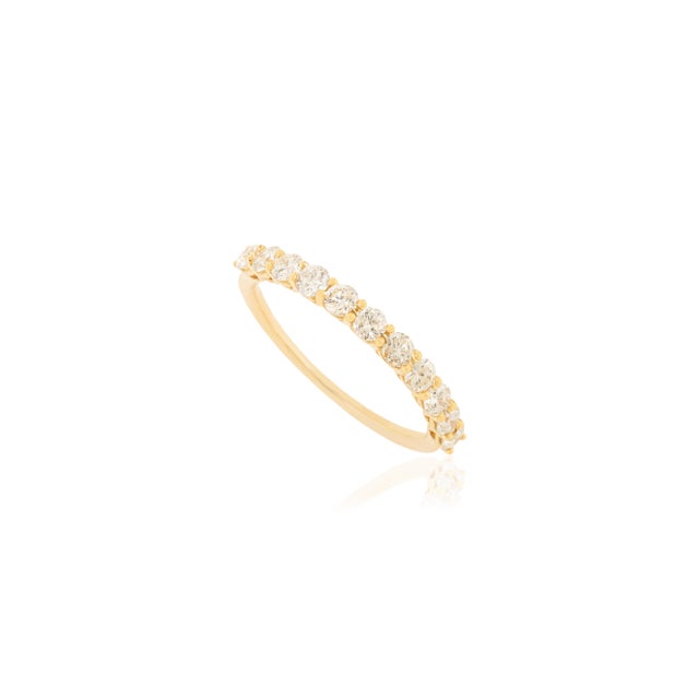 Modern Brilliant Cut Diamond Half Eternity Wedding Band Ring in 14k Yellow Gold Size 5.5 For Sale - Image 3 of 14