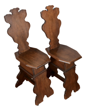 Set of Rustic Wood Chairs and Stools