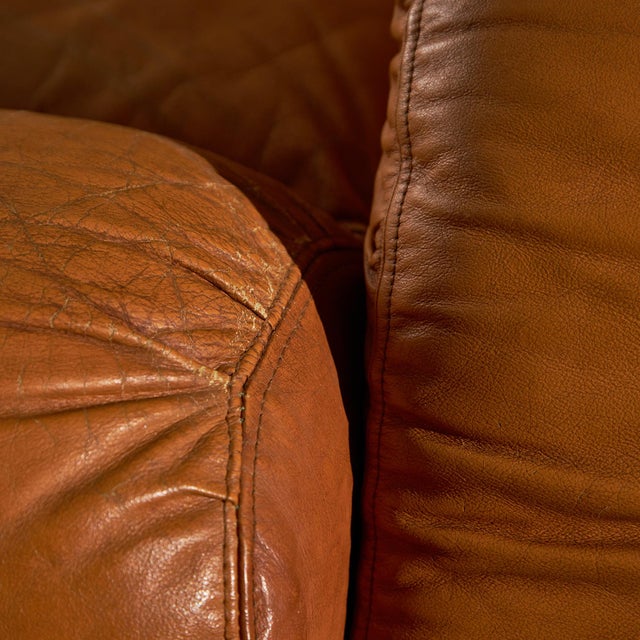 Brown Leather Sofa and Lounge Chairs, 1970s, Set of 3 For Sale - Image 16 of 18