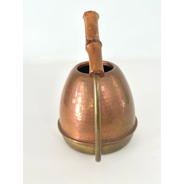 Mid Century Copper and Brass Watering Can With Bamboo Handle For Sale - Image 10 of 16