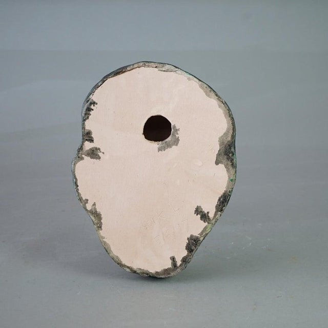 Silver Mid Century Modern Terra Cotta Mask of a Tribal Man C1997 For Sale - Image 8 of 9